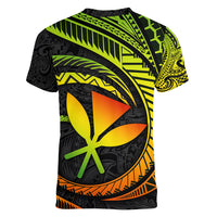 Hawaii Kanaka Maoli Women V Neck T Shirt Polynesian Tornado Infusion Gradient TS04 - Polynesian Pride