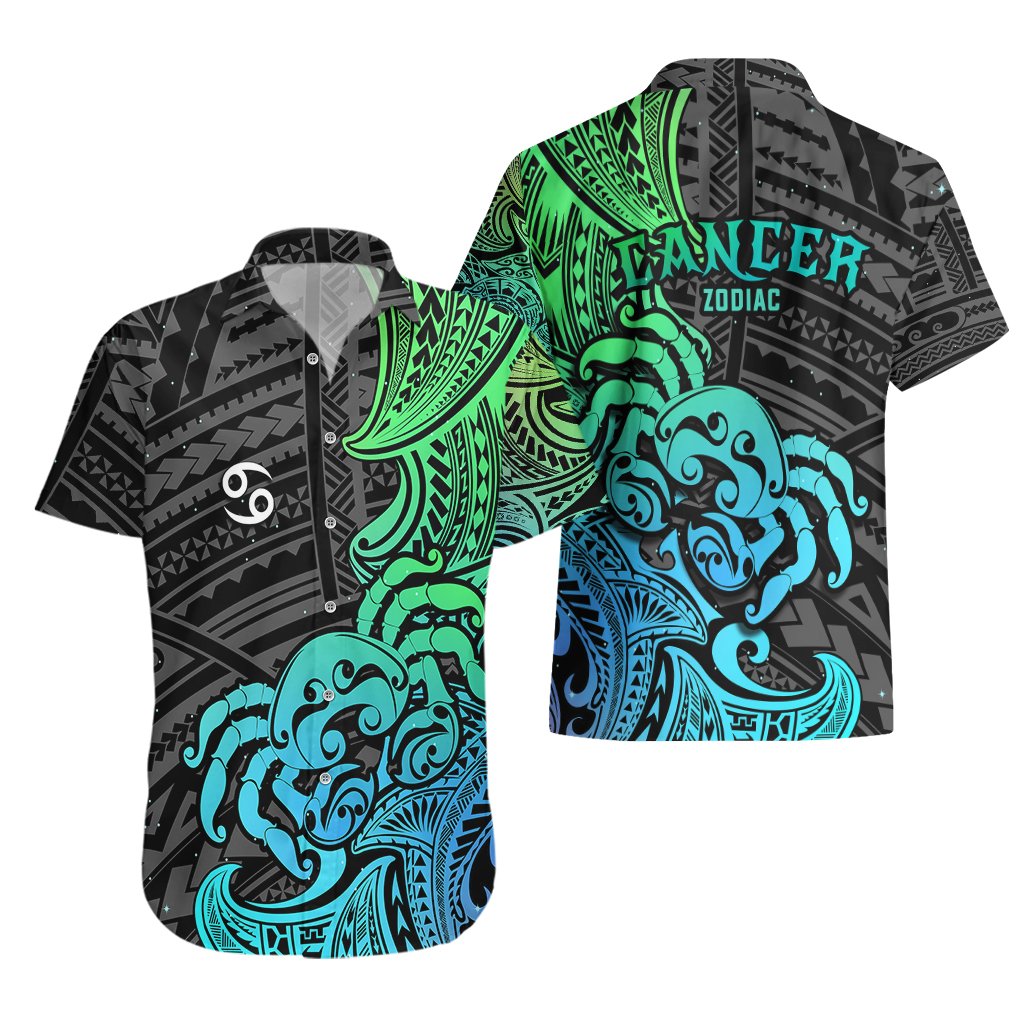 Zodiac Cancer Hawaiian Shirt Polynesian in Gradient Blue TS04 - Polynesian Pride
