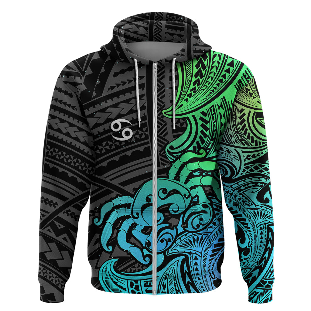 Zodiac Cancer Hoodie Polynesian in Gradient Blue TS04 - Polynesian Pride