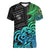 Zodiac Cancer Women V Neck T Shirt Polynesian in Gradient Blue TS04 Female Gradient Blue - Polynesian Pride