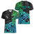 Zodiac Cancer Women V Neck T Shirt Polynesian in Gradient Blue TS04 - Polynesian Pride