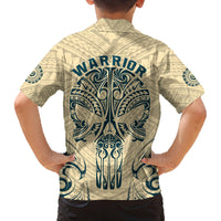 Polynesian Family Matching Long Sleeve Bodycon Dress and Hawaiian Shirt Warrior Skull with Tribal Patterns Tattoo Design TS04 - Polynesian Pride