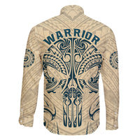 Polynesian Family Matching Off Shoulder Long Sleeve Dress and Hawaiian Shirt Warrior Skull with Tribal Patterns Tattoo Design TS04 - Polynesian Pride
