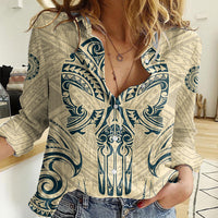 Polynesian Women Casual Shirt Warrior Skull with Tribal Patterns Tattoo Design TS04 Female Yellow - Polynesian Pride