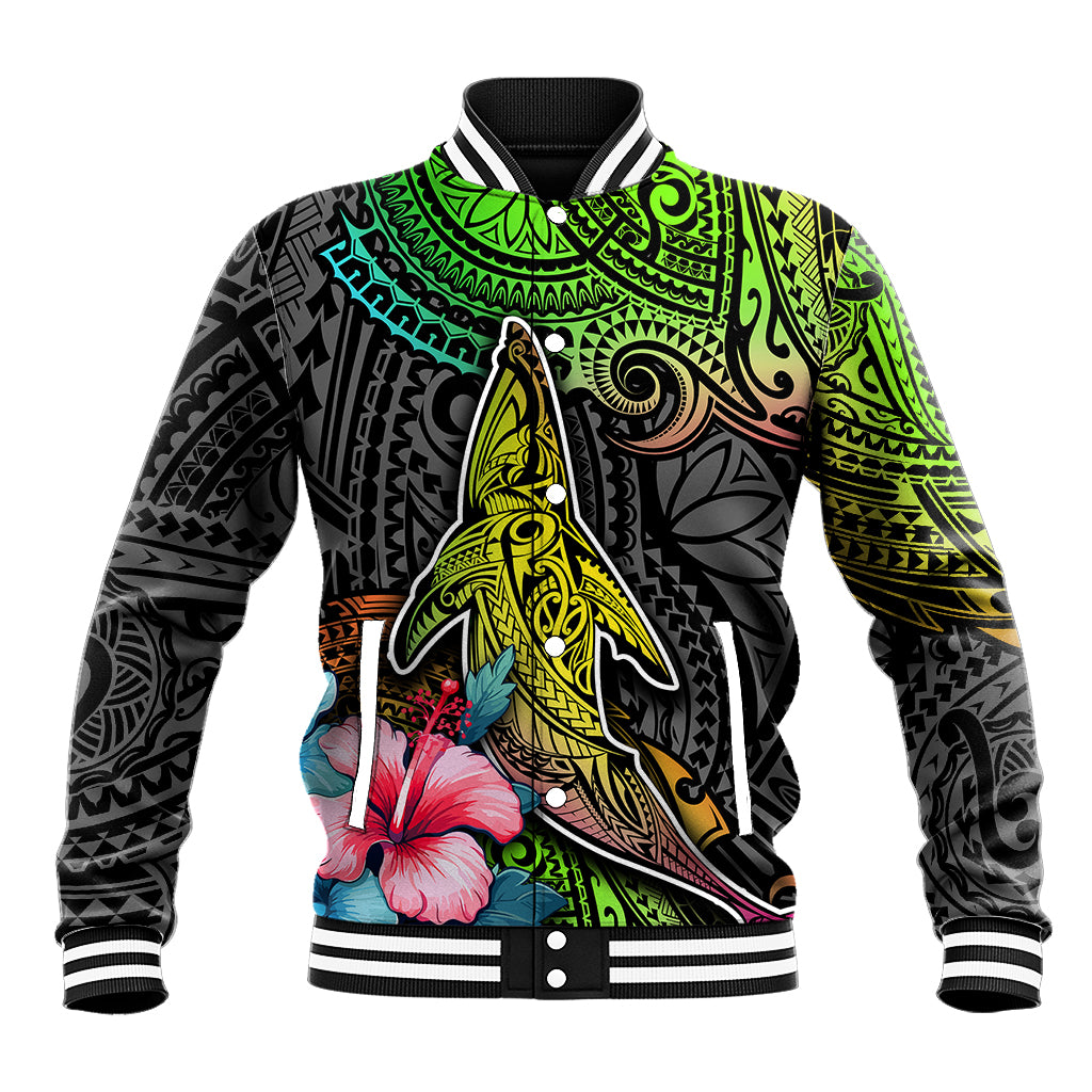 Polynesian Baseball Jacket Whales and Compass Gradient Pattern TS04 Unisex Gradient - Polynesian Pride