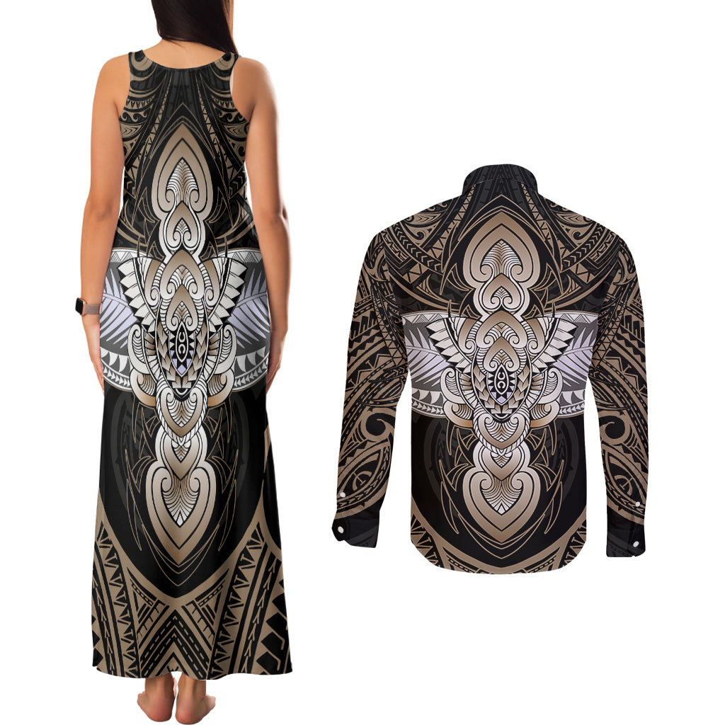 Polynesian Hawaii Tattoo Couples Matching Tank Maxi Dress and Long Sleeve Button Shirts TS04 - Polynesian Pride