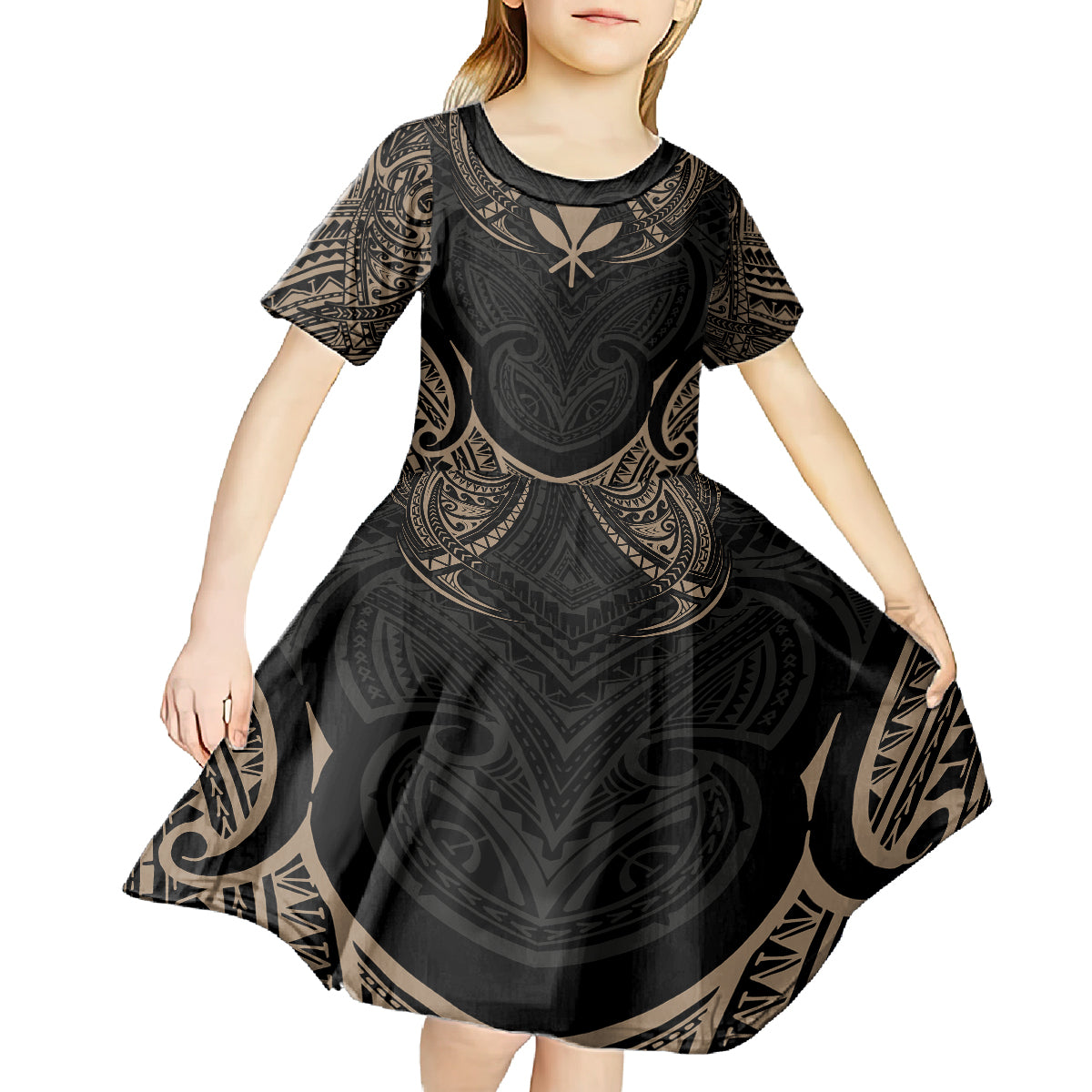 Polynesian Hawaii Tattoo Kid Short Sleeve Dress TS04 - Polynesian Pride