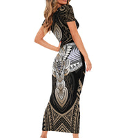 Polynesian Hawaii Tattoo Short Sleeve Bodycon Dress TS04 - Polynesian Pride