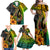 Hawaii Family Matching Off Shoulder Maxi Dress and Hawaiian Shirt Polynesian Fish Hook and Hibiscus Flowers with Gradient Pattern TS04 - Polynesian Pride