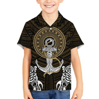 Polynesian Swordfish Family Matching Off Shoulder Maxi Dress and Hawaiian Shirt with Anchor Pattern and Tribal Turtle TS04 Son's Shirt Multicolor - Polynesian Pride