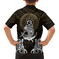 Polynesian Swordfish Family Matching Summer Maxi Dress and Hawaiian Shirt with Anchor Pattern and Tribal Turtle TS04 - Polynesian Pride