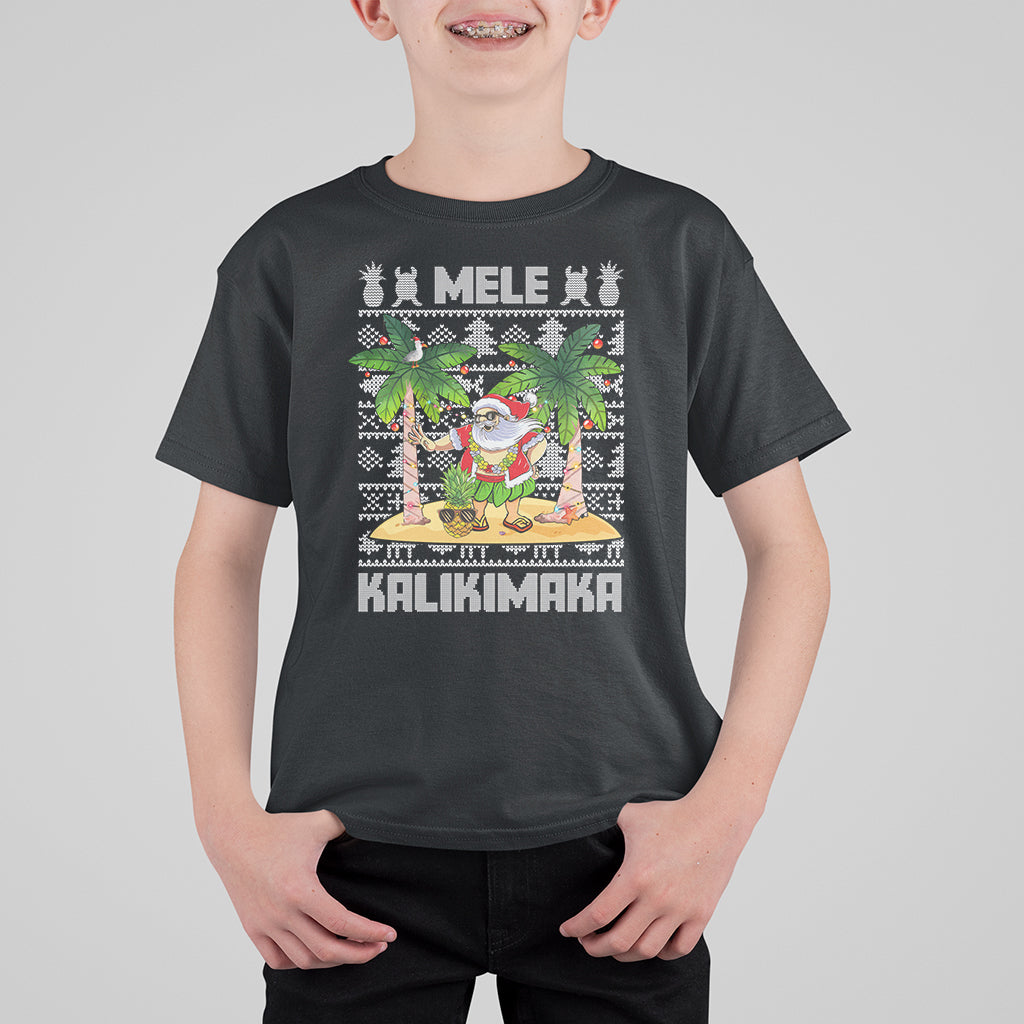 Mele Kalikimaka Santa Hawaiian Christmas Hula Dance T Shirt For Kid TS09 Black - Polynesian Pride