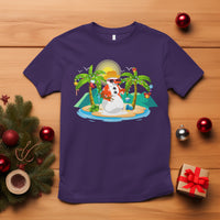 Christmas In Hawaii T Shirt Hawaiian Snowman Xmas Palm Tree At The Beach TS09 Purple - Polynesian Pride