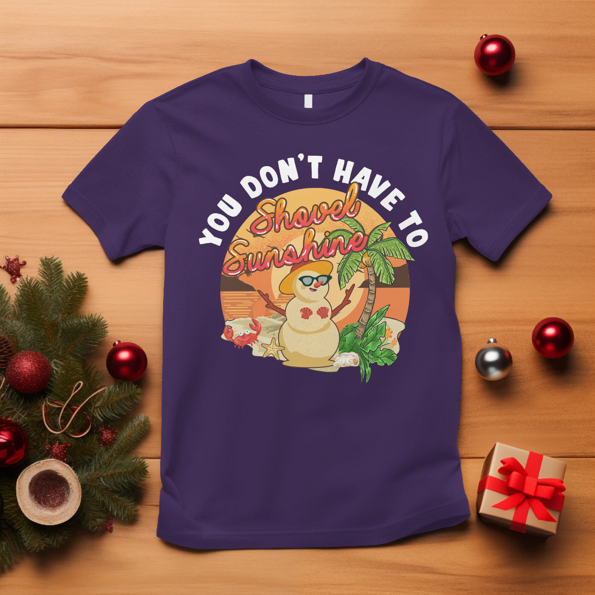 Christmas In Hawaii T Shirt Hawaiian Snowman You Don't Have To Shovel Sunshine TS09 Purple - Polynesian Pride