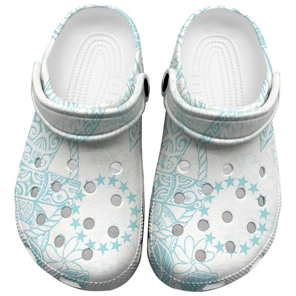 Turquoise Kuki Airani Tapakau Clogs Shoes Tribal Anchor Mix Tiare