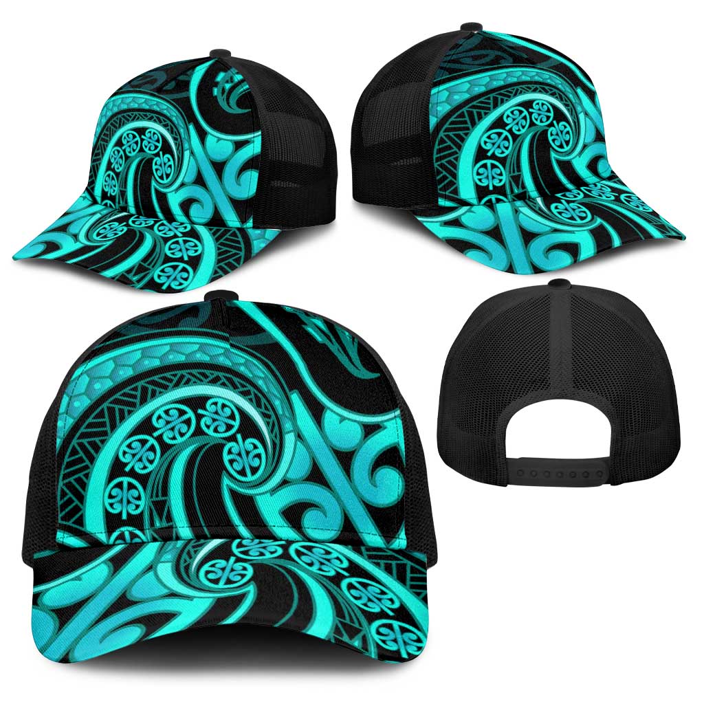 Turquoise New Zealand Mangopare Baseball Net Cap Aotearoa Maori Koru Style - Polynesian Pride