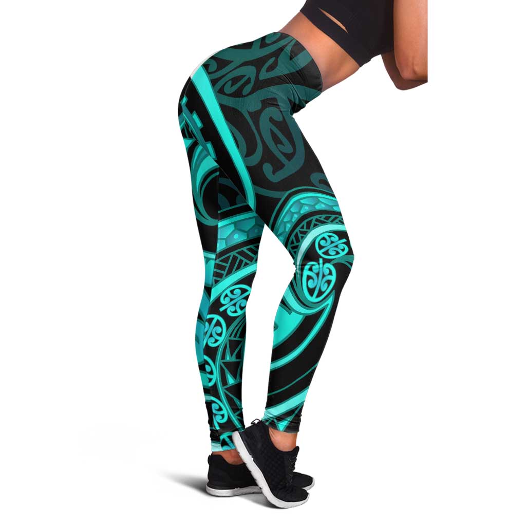 Turquoise New Zealand Mangopare Leggings Aotearoa Maori Koru Style LT14 - Polynesian Pride