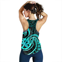 Turquoise New Zealand Mangopare Women Racerback Tank Aotearoa Maori Koru Style LT14