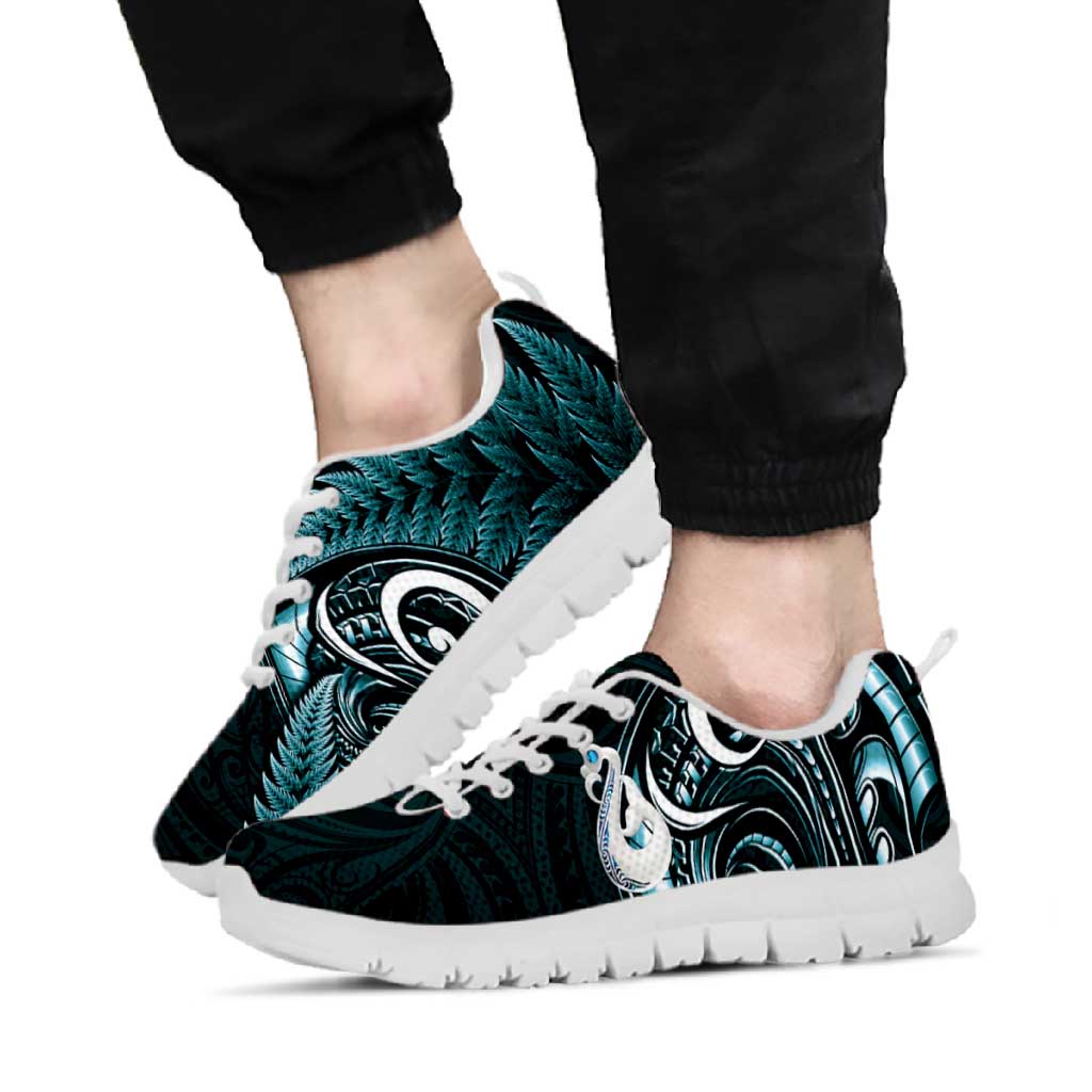 Turquoise New Zealand Sneakers Aotearoa Silver Fern With Manaia Maori Unique