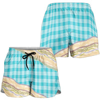 Turquoise Palaka Hawaii Leis Elegant Vibes Shorts for Women