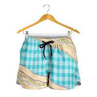 Turquoise Palaka Hawaii Leis Elegant Vibes Shorts for Women