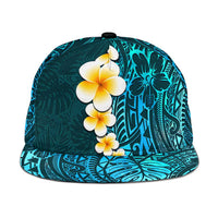 Turquosie Polynesia Snapback Cap Plumeria Tropical Leaves With Galaxy Polynesian Art LT14 One Size Turquosie - Polynesian Pride