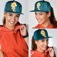Turquosie Polynesia Snapback Cap Plumeria Tropical Leaves With Galaxy Polynesian Art LT14 - Polynesian Pride