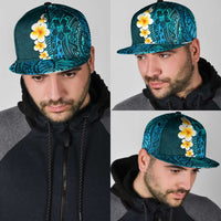 Turquosie Polynesia Snapback Cap Plumeria Tropical Leaves With Galaxy Polynesian Art LT14 - Polynesian Pride