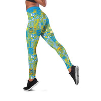 Tuvalu Manuia te Kilisimasi Leggings Pacific Patchwork Xmas Vibes - Polynesian Pride