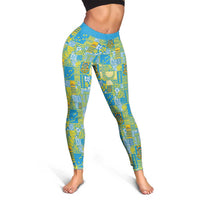 Tuvalu Manuia te Kilisimasi Leggings Pacific Patchwork Xmas Vibes - Polynesian Pride