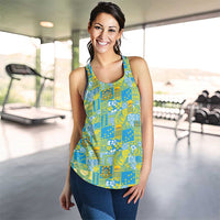 Tuvalu Manuia te Kilisimasi Women Racerback Tank Pacific Patchwork Xmas Vibes - Polynesian Pride