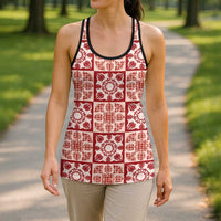 Ulaula Palaka Quilt Hawaii Hollow Tank Top Hawaiian Tropical Monstera Sea Turtle