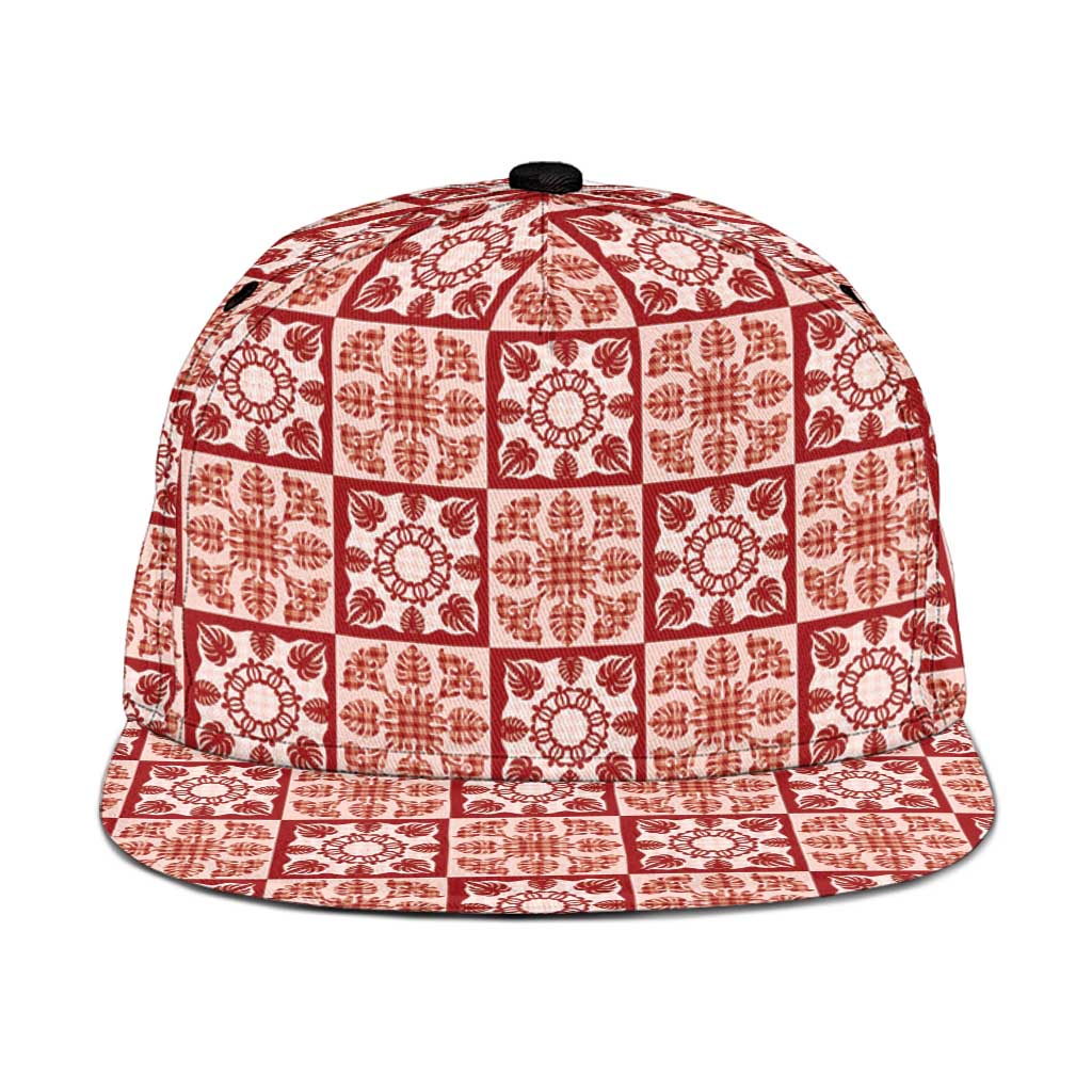 Ulaula Palaka Quilt Hawaii Snapback Cap Hawaiian Tropical Monstera Sea Turtle