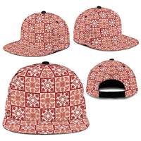 Ulaula Palaka Quilt Hawaii Snapback Cap Hawaiian Tropical Monstera Sea Turtle