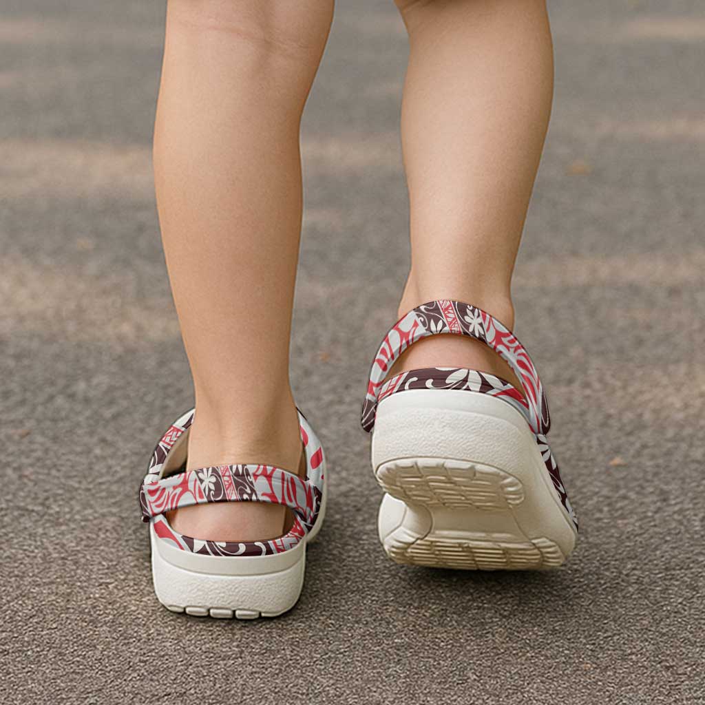 Uteute Tahiti Tiare Monstera Clogs Shoes Polynesian Pattern Curve Style - Polynesian Pride