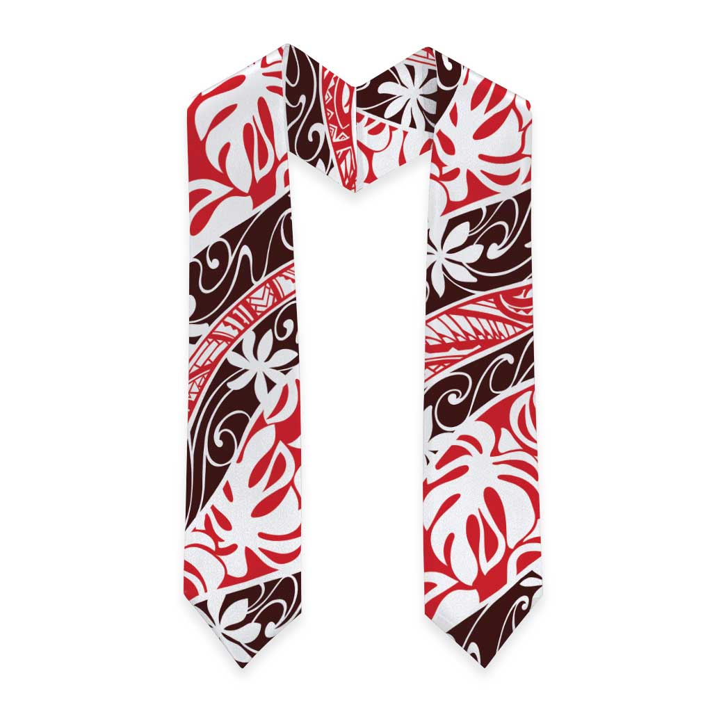 Uteute Tahiti Tiare Monstera Graduation Stole Polynesian Pattern Curve Style