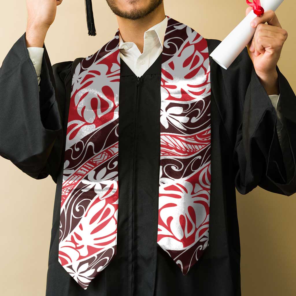 Uteute Tahiti Tiare Monstera Graduation Stole Polynesian Pattern Curve Style