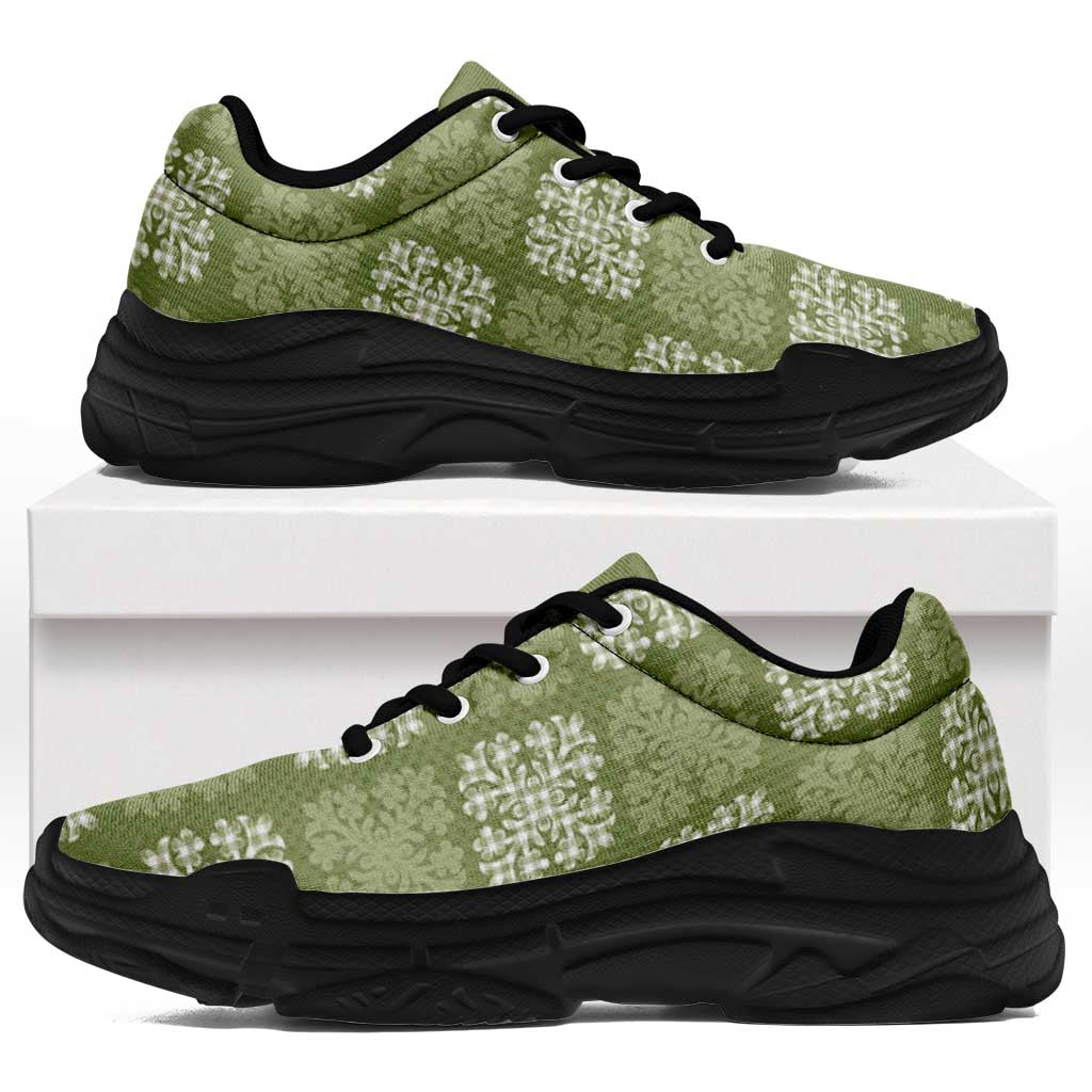 Vesuvian Green Palaka Quilt Hawaii Chunky Sneakers Traditional Hawaii-plaid Pattern - Polynesian Pride