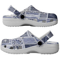 Vintage Aloha Block Quilt Clogs Shoes Blue Inspired Lei Motifs - Polynesian Pride