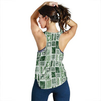 Vintage Aloha Block Quilt Women Racerback Tank Green Inspired Lei Motifs LT9 - Polynesian Pride