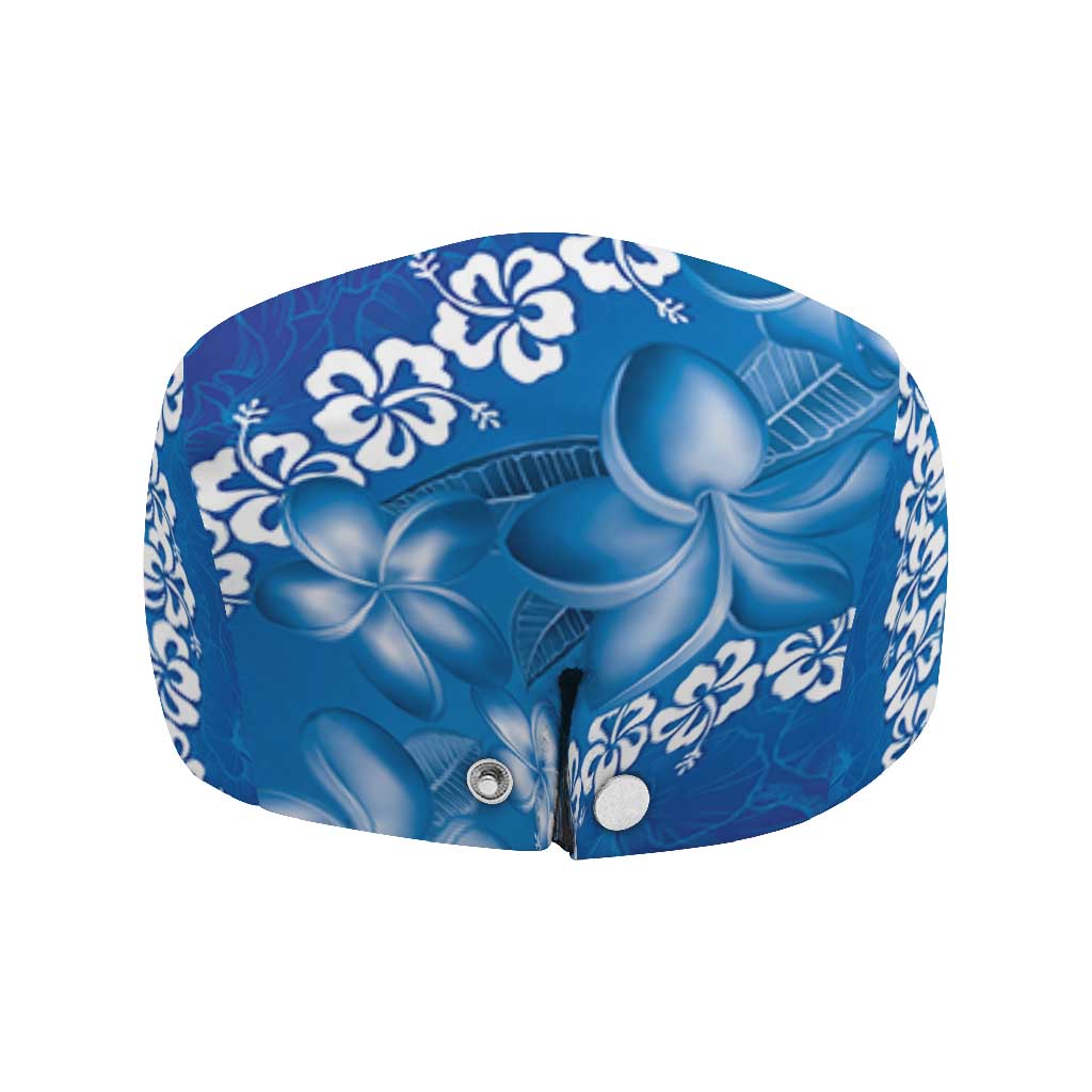 Vintage Blue Polynesia Jeff Hat Plumeria With Hibiscus Tropical Vibes - Polynesian Pride
