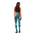 Vintage Dark Cyan Polynesia Leggings Plumeria With Hibiscus Tropical Vibes - Polynesian Pride