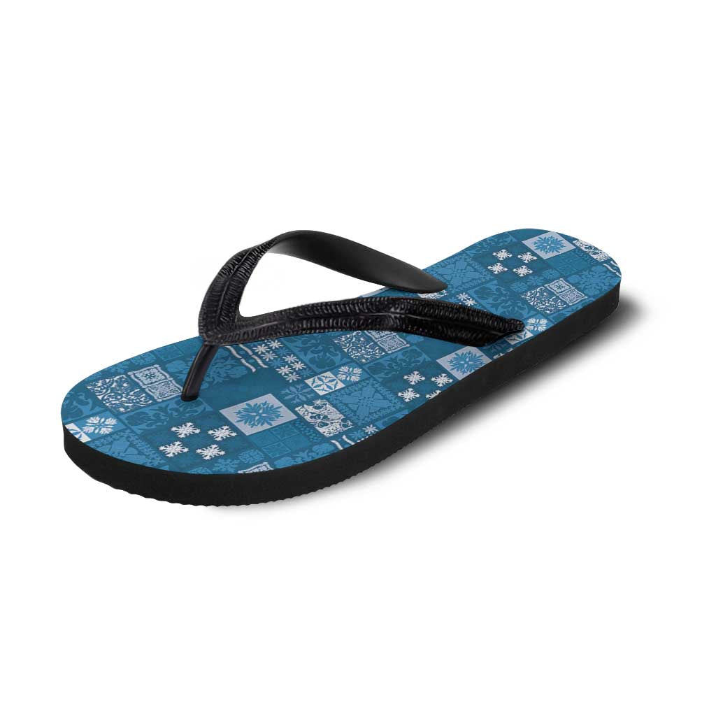 Vintage Hawaiian Quilting Patterns Flip Flops Blue Style Tribal Fabric Patchwork - Polynesian Pride