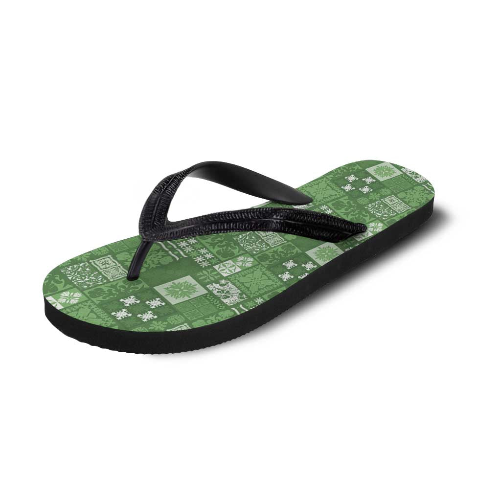 Vintage Hawaiian Quilting Patterns Flip Flops Green Style Tribal Fabric Patchwork - Polynesian Pride