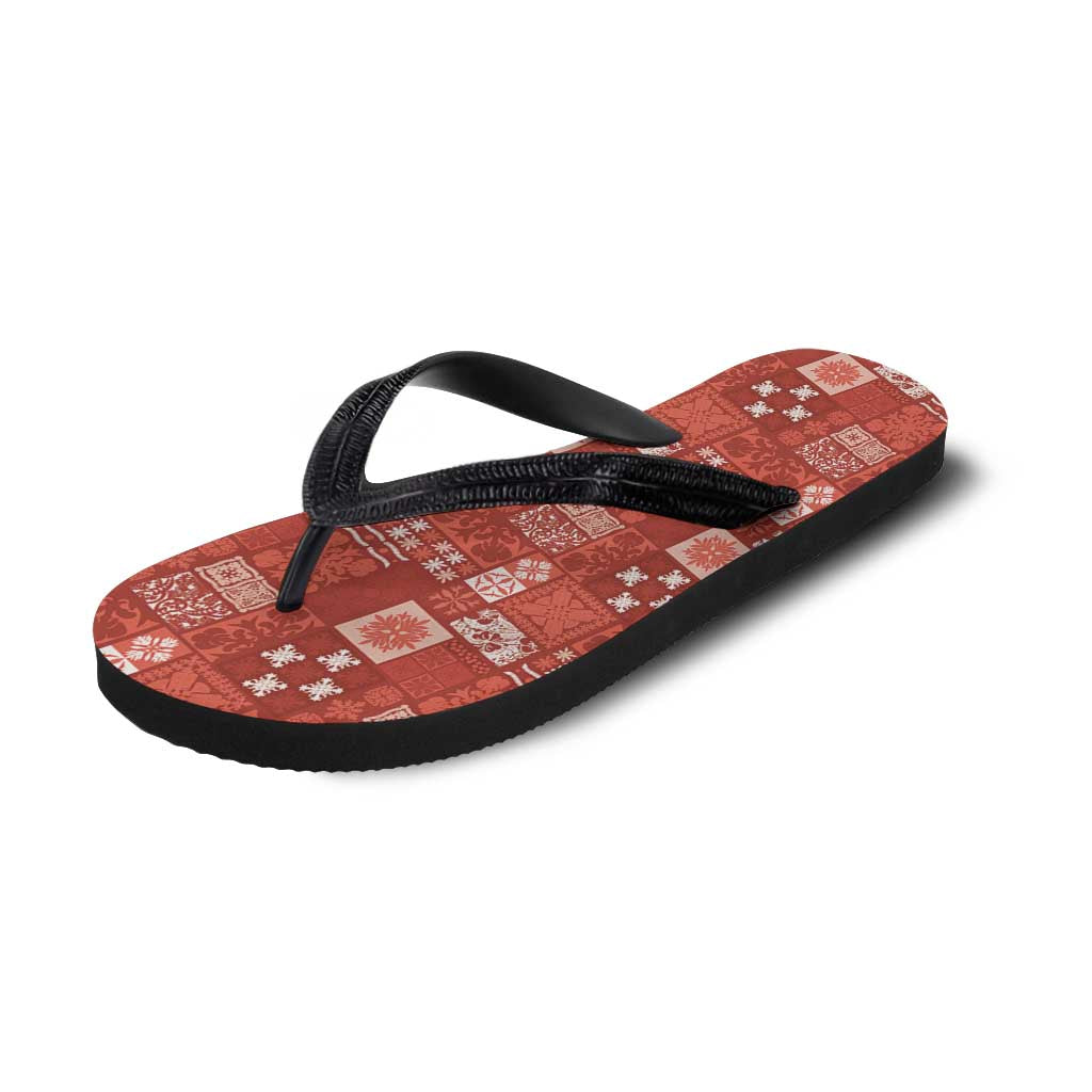 Vintage Hawaiian Quilting Patterns Flip Flops Red Style Tribal Fabric Patchwork - Polynesian Pride