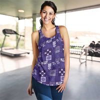 Vintage Hawaiian Quilting Patterns Women Racerback Tank Purple Style Tribal Fabric Patchwork - Polynesian Pride