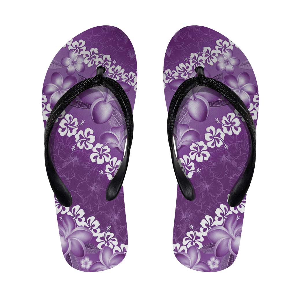 Vintage Purple Polynesia Flip Flops Plumeria Hibiscus Tropical Vibes LT14 Purple - Polynesian Pride