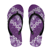 Vintage Purple Polynesia Flip Flops Plumeria Hibiscus Tropical Vibes LT14 Purple - Polynesian Pride
