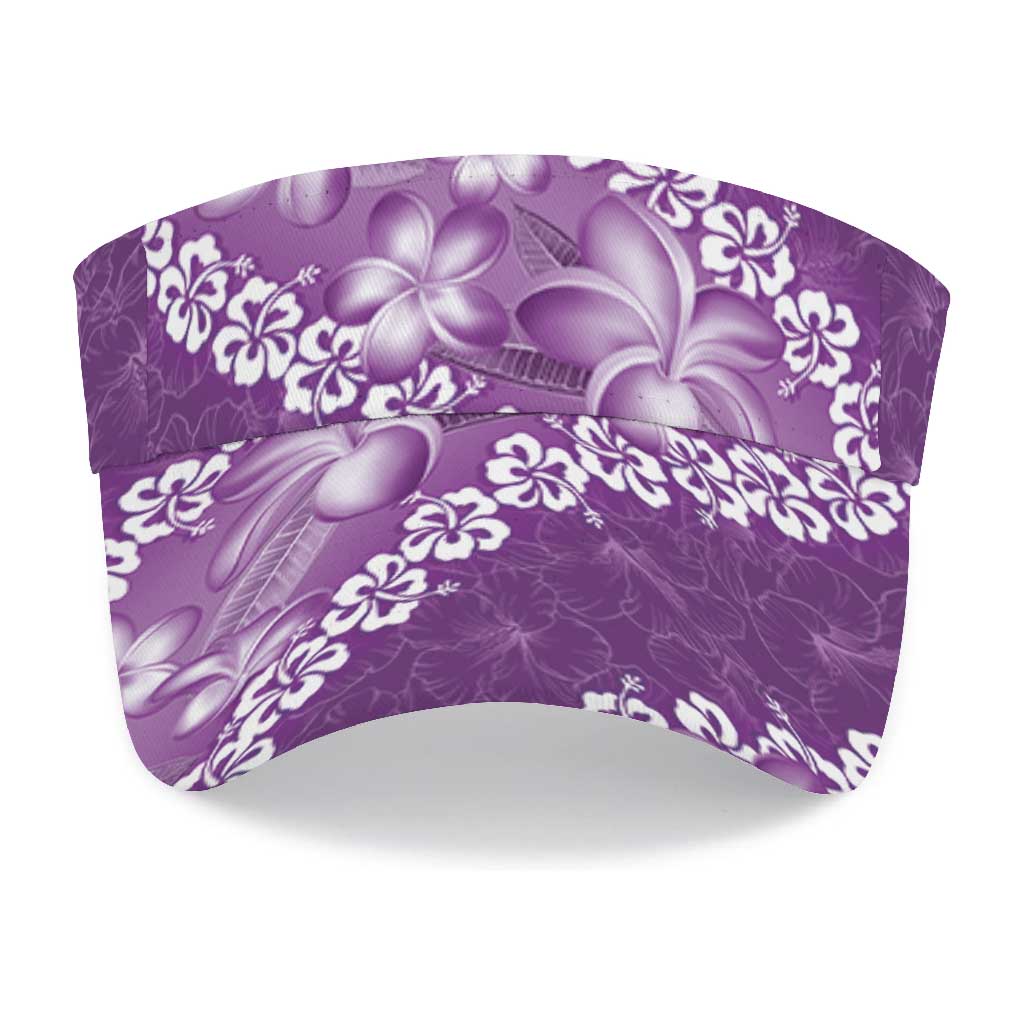 Vintage Purple Polynesia Sun Visor Cap Plumeria With Hibiscus Tropical Vibes LT14 - Polynesian Pride