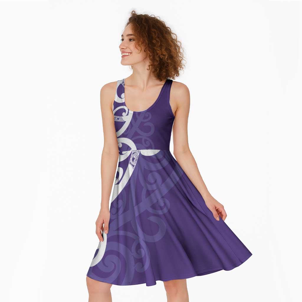Violet Green Maori Midi Dress Koru Kowhaiwhai